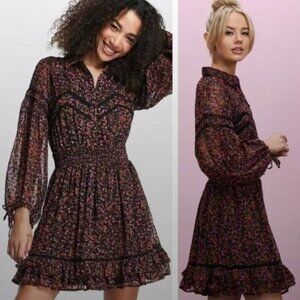 Topshop Floral Dobby Mini Tea Dress Size 2 EUC